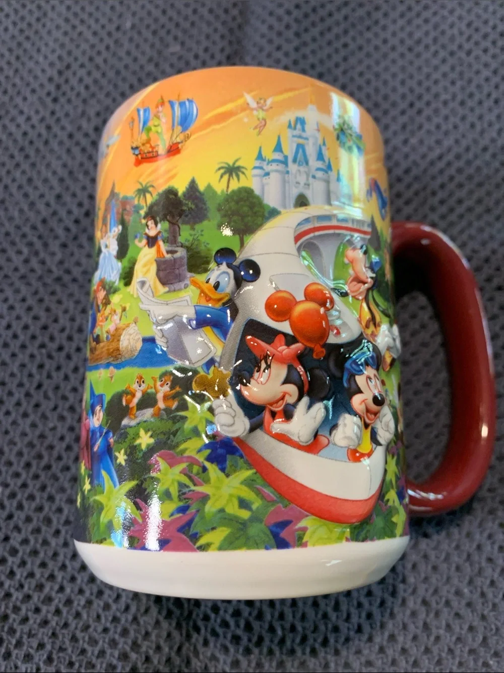 Disney Maroon Ceramic Mug with White Walt Disney World Logo